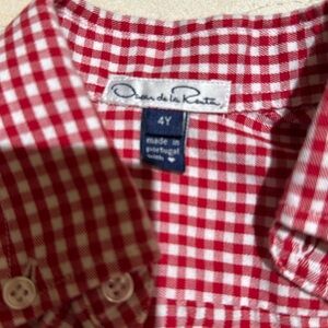 Oscar de la Renta red gingham Button-down shirt in size 4T kids.